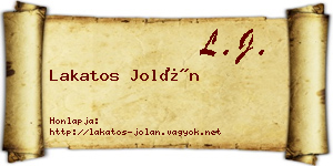 Lakatos Jolán névjegykártya