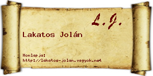 Lakatos Jolán névjegykártya